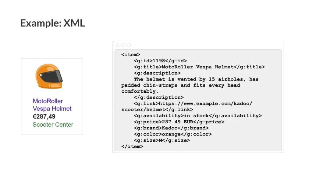 Product feed xml example