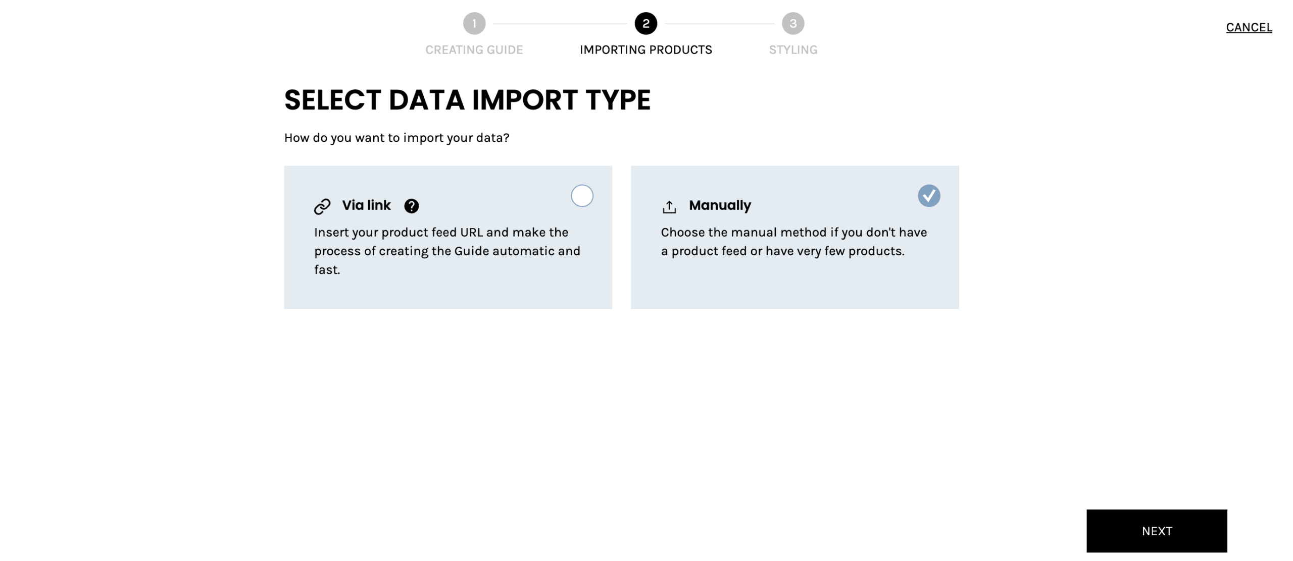 manual data import