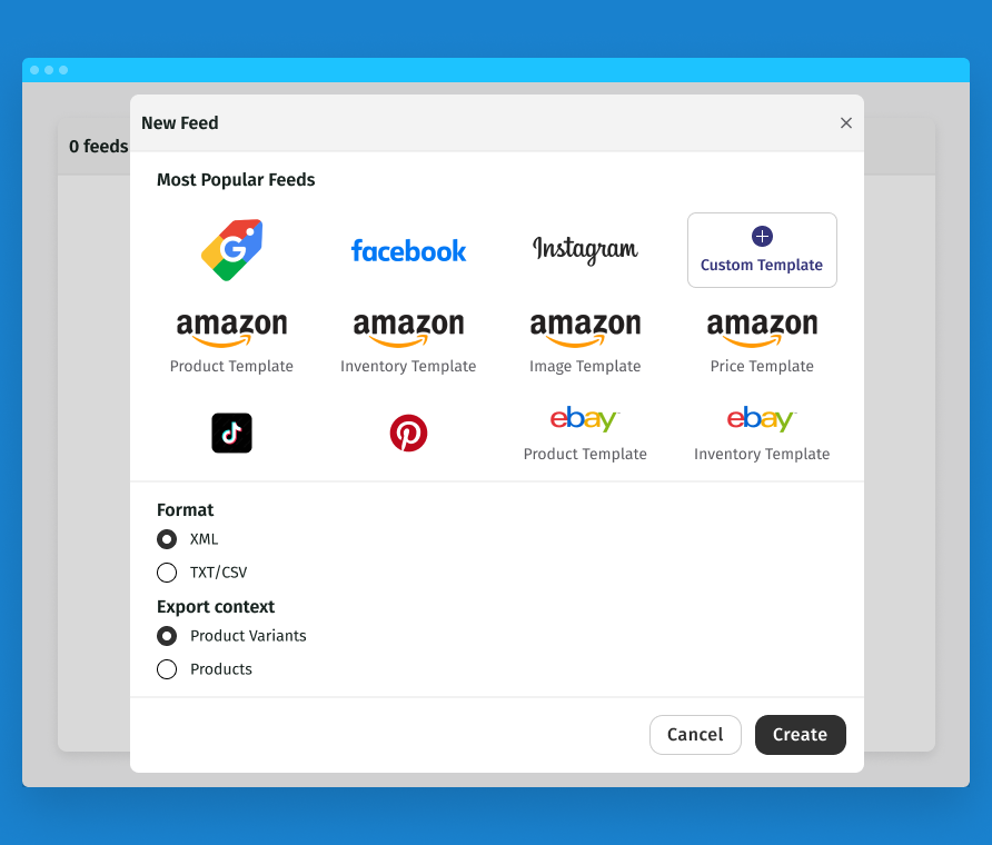 image showing how to create a new feed in feedfusion