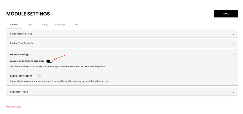 Image showing how to enable the product percentage feature